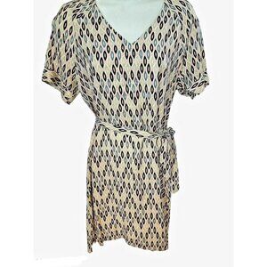 Fossil Pink and White Diamond Pattern Rayon Shift Dress Size XS